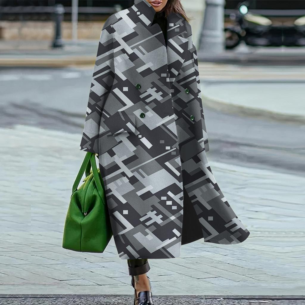 IHUASU Loose Winter Autumn Women's Tweed Jacket Warm Commuter Temperament Coat