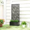 Planter with trellis, flower box, with privacy screen, for climbing plants, metal, 45 x 21.5 x 110 cm, black
