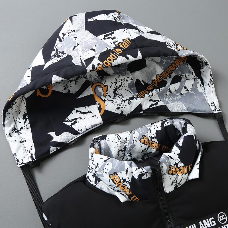 S-8XL плюс размеры Мужская куртка без рукавов Зимняя повседневная жилетка без рукавов с хлопковой подкладкой и капюшоном Мужской теплый камуфляжный жилет