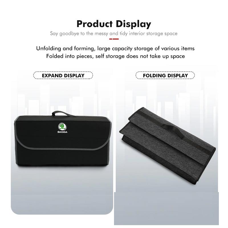 VIJT4 Car Trunk Organizer Storage Box Stowing Tidying Container Bag For Skoda Fabia Kamiq Superb Scala Enyaq-iV MK3 VisionS Yeti