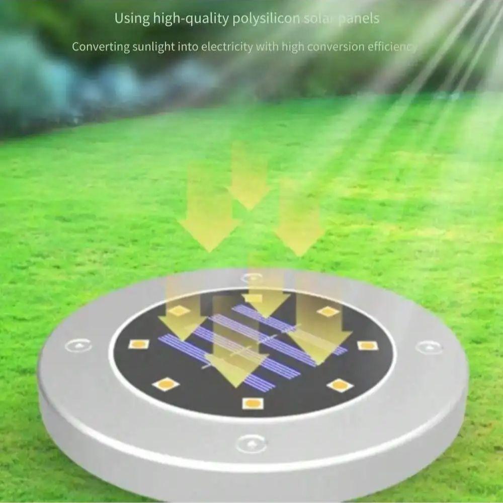 Solar Power Disk Light Outdoor Garden Solar Underground Light 8LED Deck Light Spotlight Buried Solar LED Lamp Garden Decoration