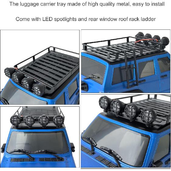 Багажник на крышу для 1/18 RC гусеничного автомобиля TRX4M - Багажник на крышу со светодиодными прожекторами и лестницей - 1:18 Декоративные Улучшения для RC Гусеничного Трагги
