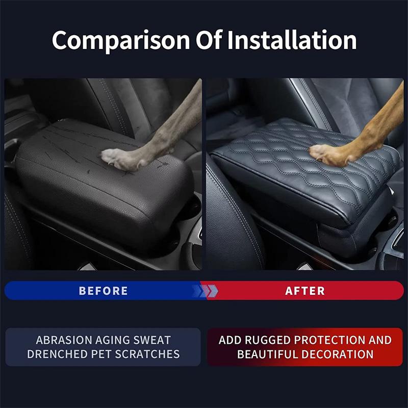 Подлокотник автомобиля из искусственной кожи с волнистой вышивкой, защитная подушка для подлокотника центральной консоли, чехол для ящика для хранения подлокотников