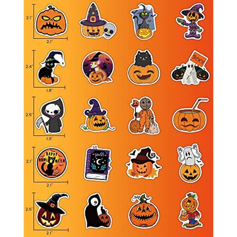 100 шт. наклеек в виде тыквы на Хэллоуин, водонепроницаемые наклейки для украшения дома, многоразовые модные наклейки