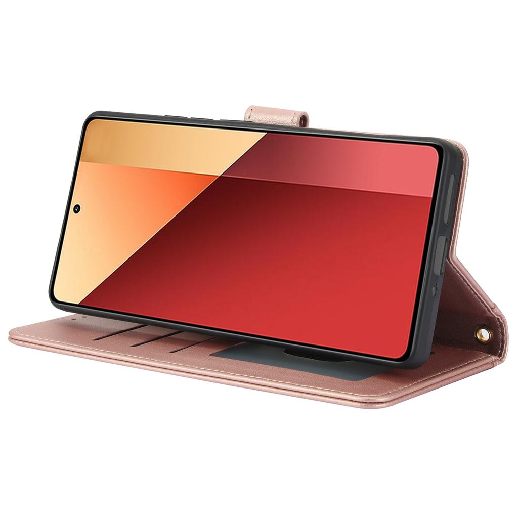 SY-003 For Xiaomi Redmi Note 13 5G/Note 13 5G (China) Case PU Leather Stand View Phone Wallet Cover with Hand Strap