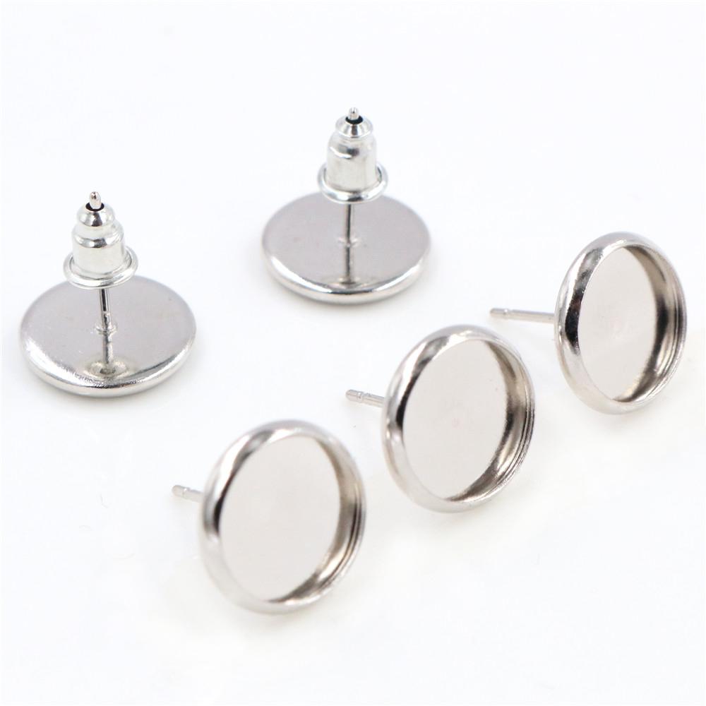 8/10/12mm 20pcs/lot 26 Colors Plated Earring Studs,Earrings Blank/Base,Fit 8-12mm Glass Cabochons,Buttons Earring Bezels