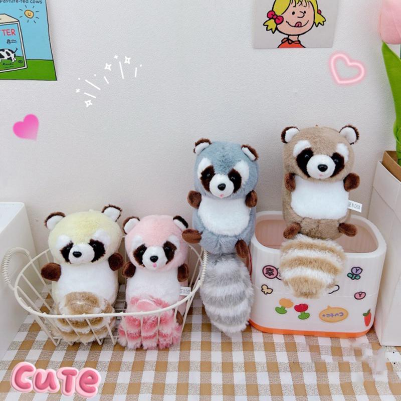 Мультяшный плюшевый енот брелок подвеска милый кавайный длиннохвостый плюшевый кукла брелок рюкзак украшения аксессуары подарки