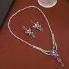 Premium Princess Full Diamond Leaf Necklace Earrings Set Court Zircon Set Chain Dress Accessories