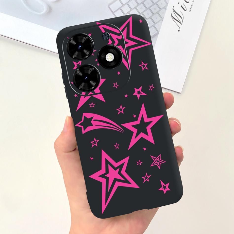 Чехол для Tecno Spark Go 2024 Милый Цветочный Узор Сердечки Конфетный Цвет Мягкий Силикон Тонкая Задняя Крышка Телефона Для Spark Go (2024) BG6