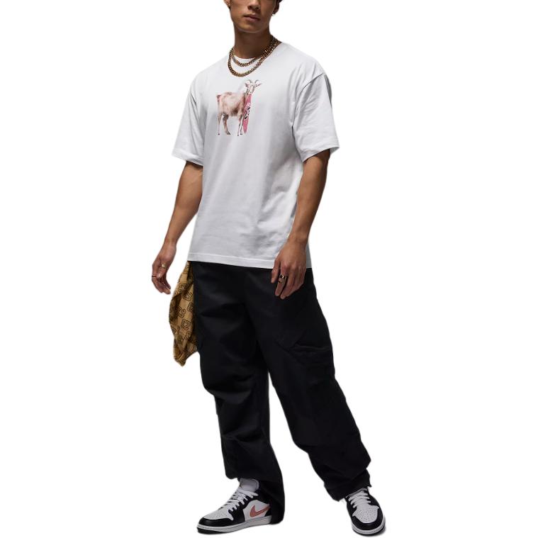 Jordan Animal Pattern Loose Fit Crew Neck Short Sleeve T-Shirt Men tops White IF0786-100