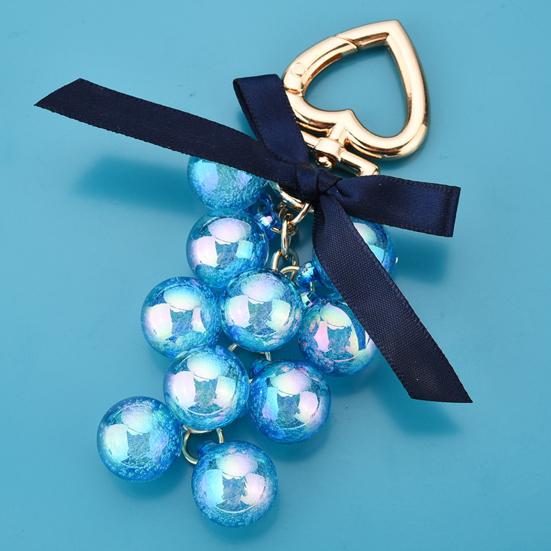 Блестящий сплошной цвет виноградной бусины подвесной брелок с кольцом для ключей в форме сердца