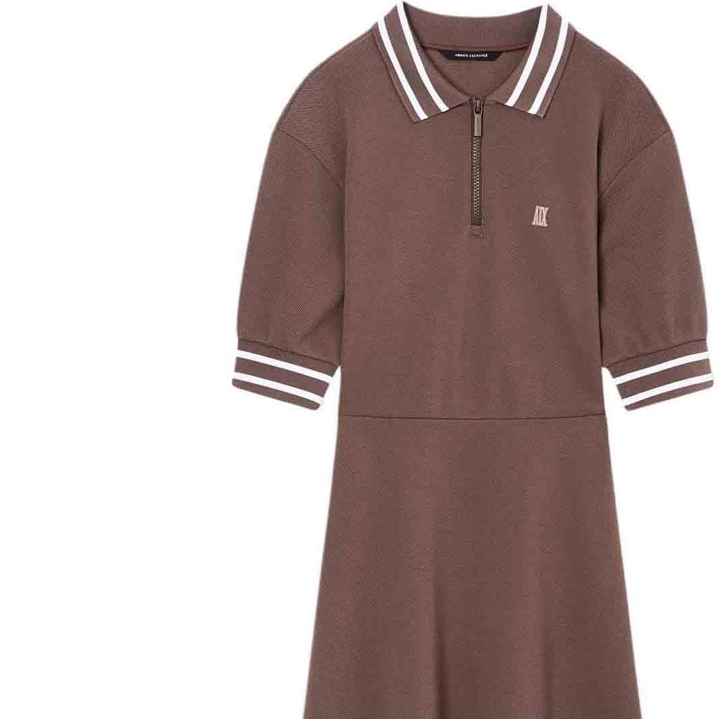 Armani Exchange Платье-поло с color block, молнией до середины, коротким рукавом, женское, XW001739-AF13401-U6136