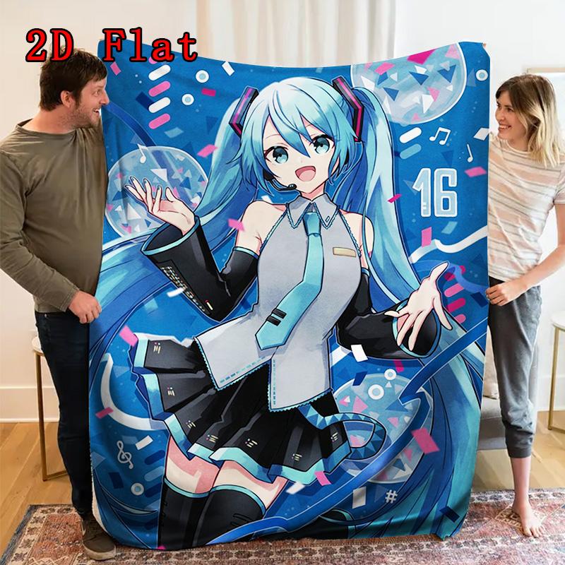 Hatsune Miku 2D Flat Pattern Flannel Blanket High quality All Seasons Warmth and Comfort Perfect for Christmas Gifts.NMT0928240