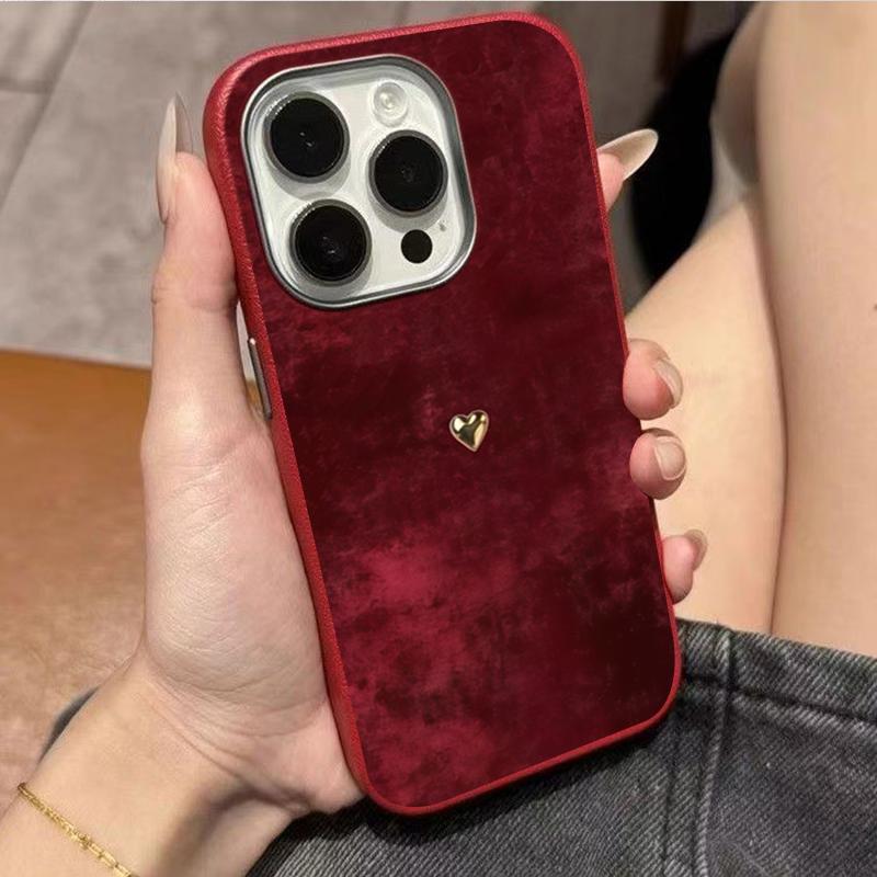 Бордовый ТПУ чехол для телефона с узором Золотое Сердце для iPhone 17 16 11 13 12 14 15 Pro Max XS X XR 7 8 Plus 16E 16 17 Pro Мягкий чехол