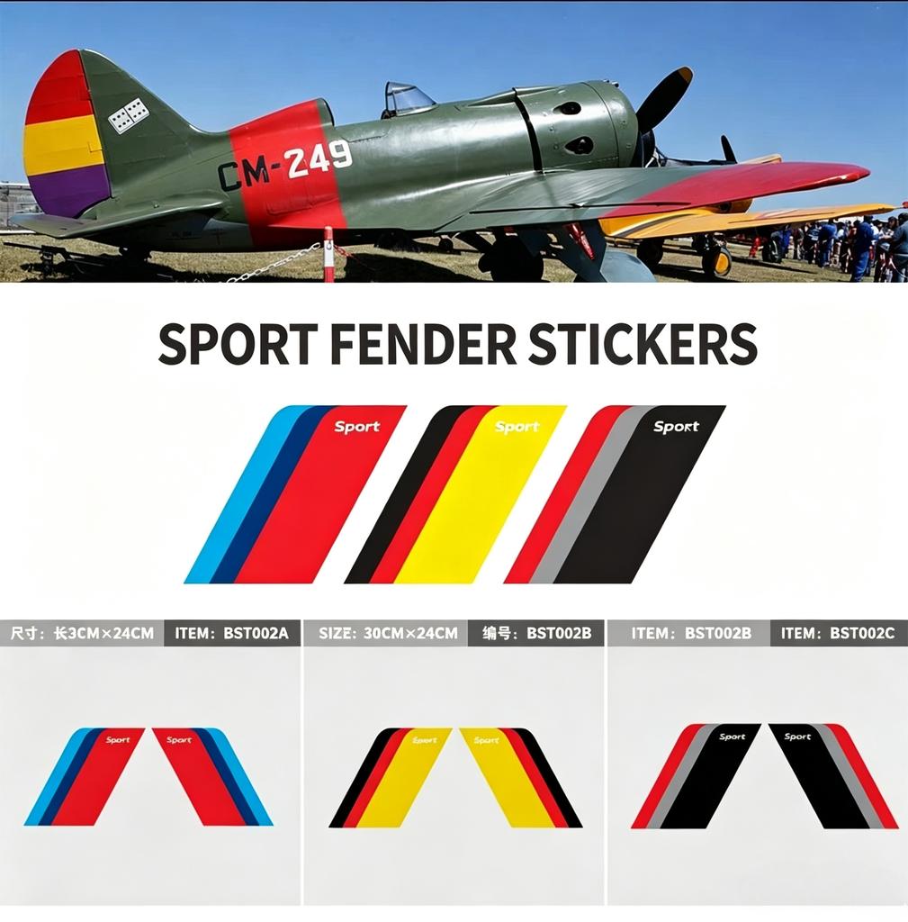 Tri-Color SPORT Car Fender Stickers, Wheel Arch Decor Decals, Personalized Auto Modification Decals Fit for BMW E46 E60 E61 E70 LK5