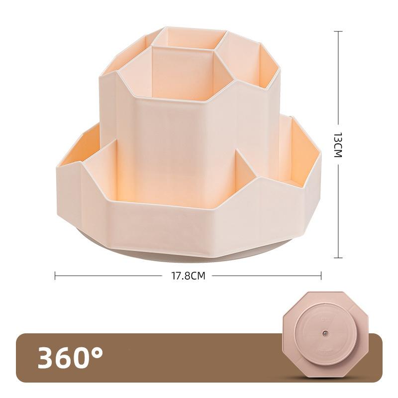 Large Capacity Rotatable Pen Holder Storage Box Rotating Desktop Stationery Multifunctional Office