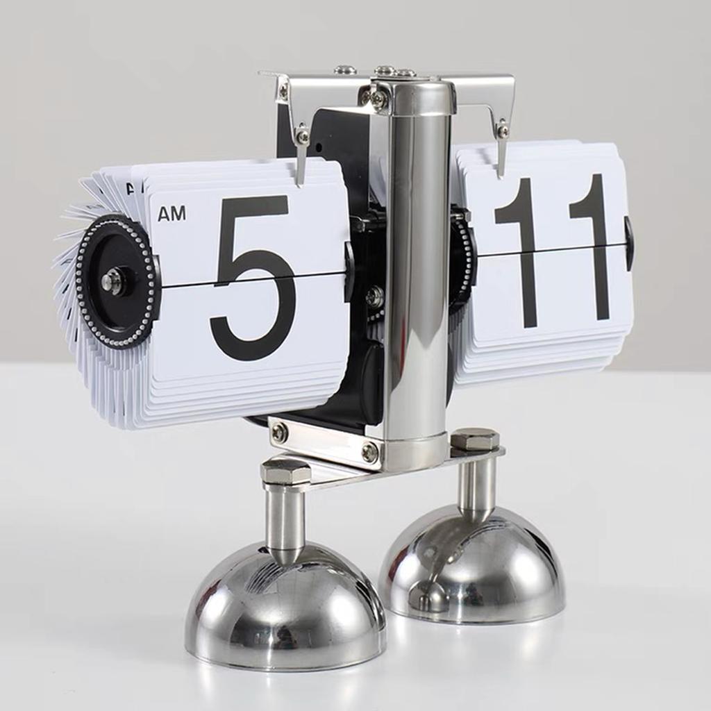 Автоматические часы с переворачиванием страниц, нержавеющая сталь, двойные ножки, маленькие весы, настольные часы с откидной крышкой, винтажные