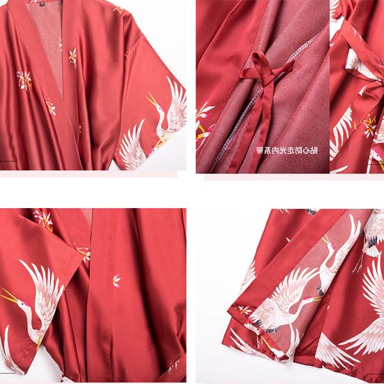 Шелковый халат в принтом фламинго