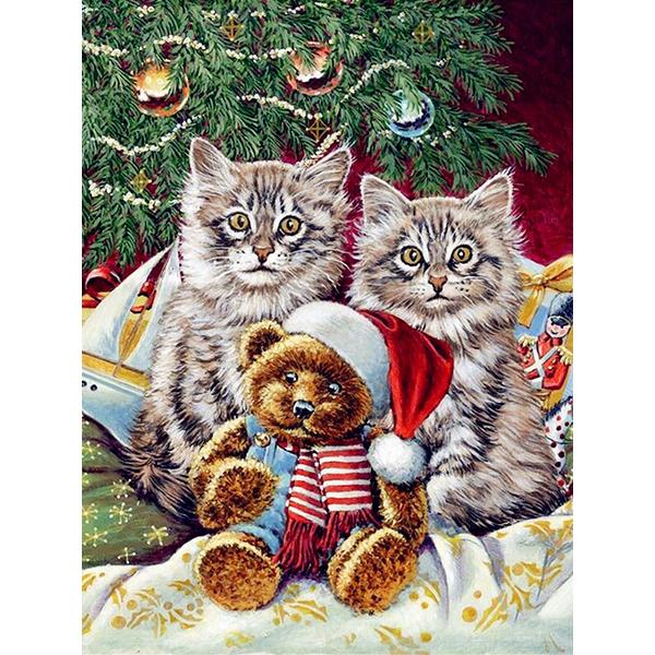 5D алмазная живопись животное кошка Алмазная вышивка Рождественский кот вышивка крестиком горный хрусталь картина мозаика набор Рождественский домашний декор