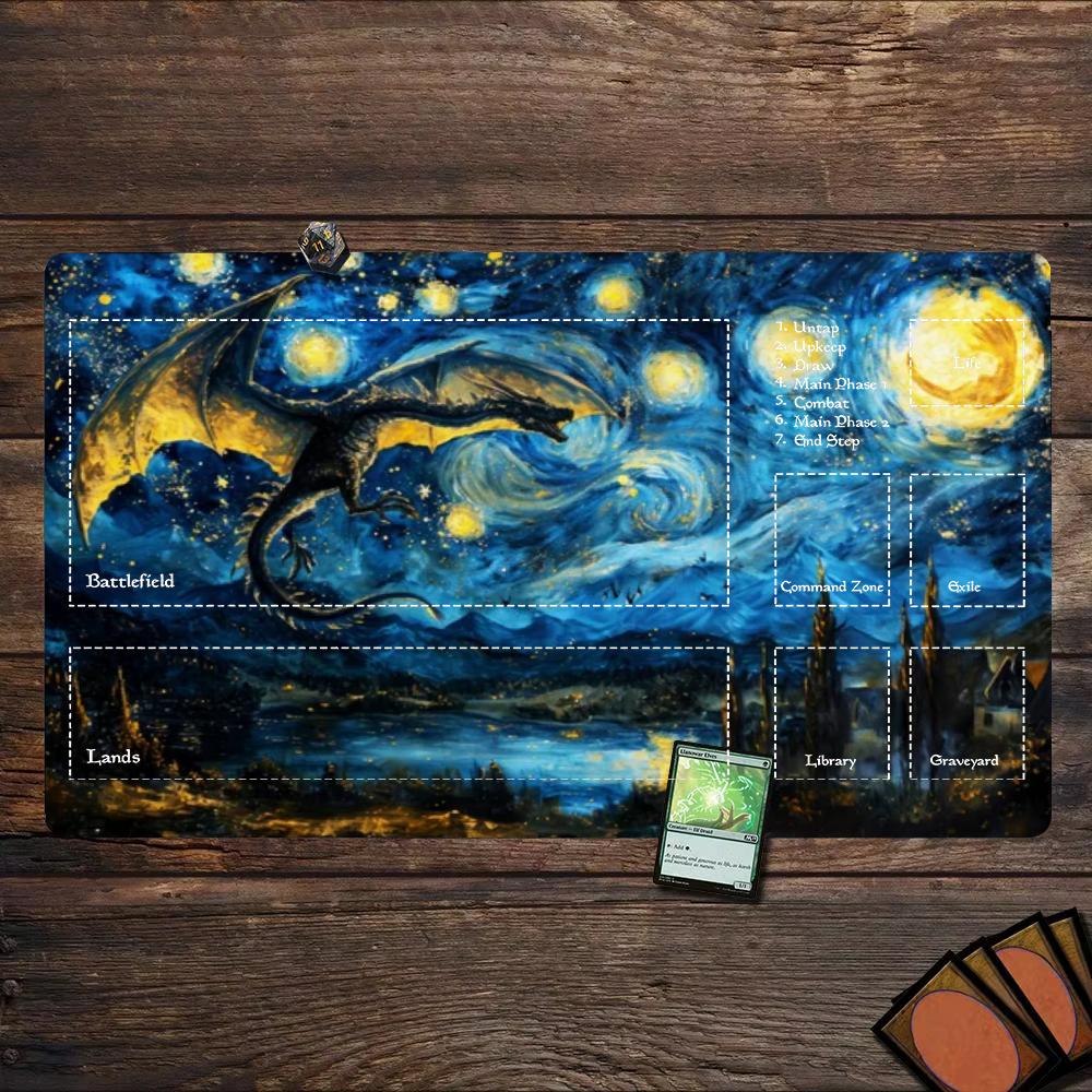 Black Dragon Starry Night XXL Play Mat Large Gaming Mouse Pad Non‑Slip Desk Mat Laptop PC Office Home Decor Mousepad Mouse Mat