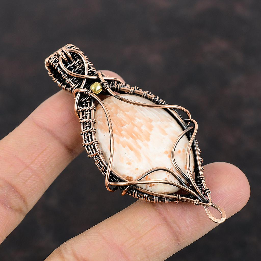 Подвеска из сколецита, кулон из медной проволоки, совершенно новые ювелирные изделия из драгоценных камней, уникальный стиль ручной работы, кулон из медной проволоки, ювелирный подарок для мамы