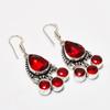 Mozambique Garnet Gemstone Handmade 925 Silver Plated Jewelry Earring 1.36"