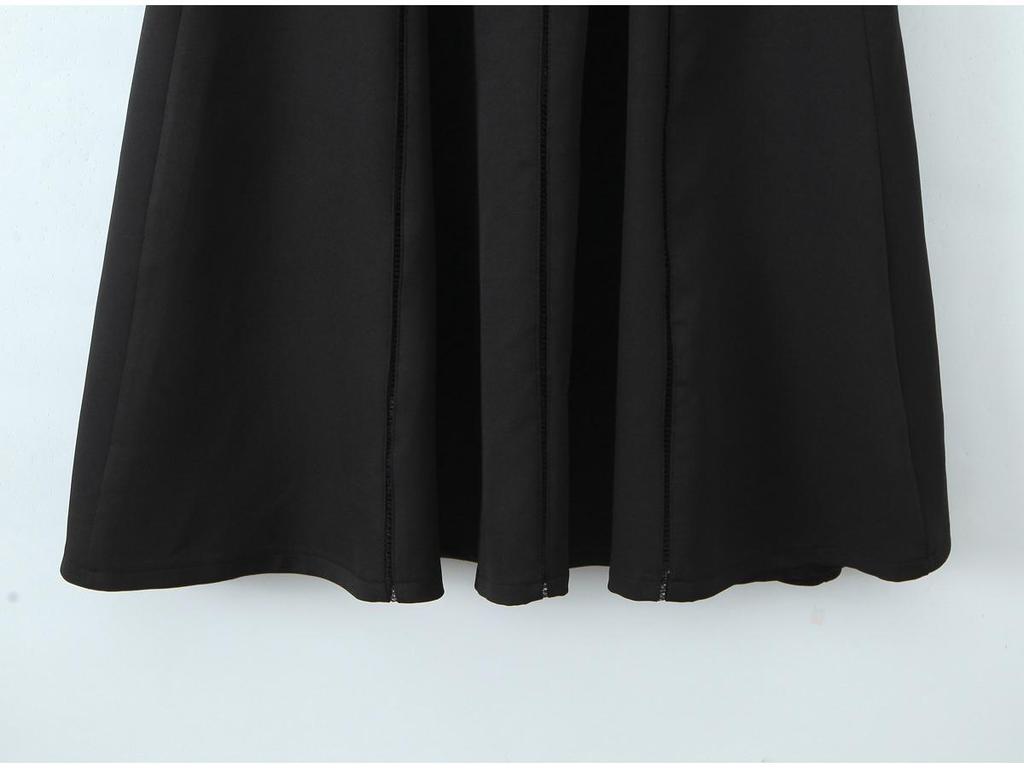 2025 Европейский и Американский Стиль Черное Платье-Халтер с Квадратным Вырезом Без Рукавов в Ретро Стиле