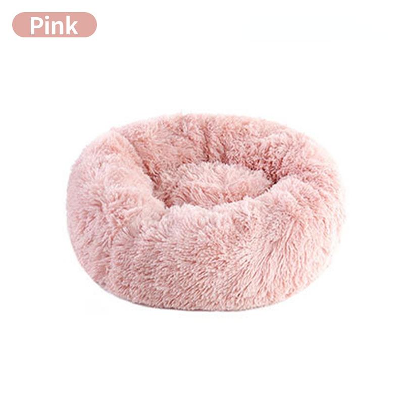 Круглый пончик для собак и кошек, обнимашка с длинной шерстью, съемная, пригодная для машинной стирки, подушка для мелких домашних животных
