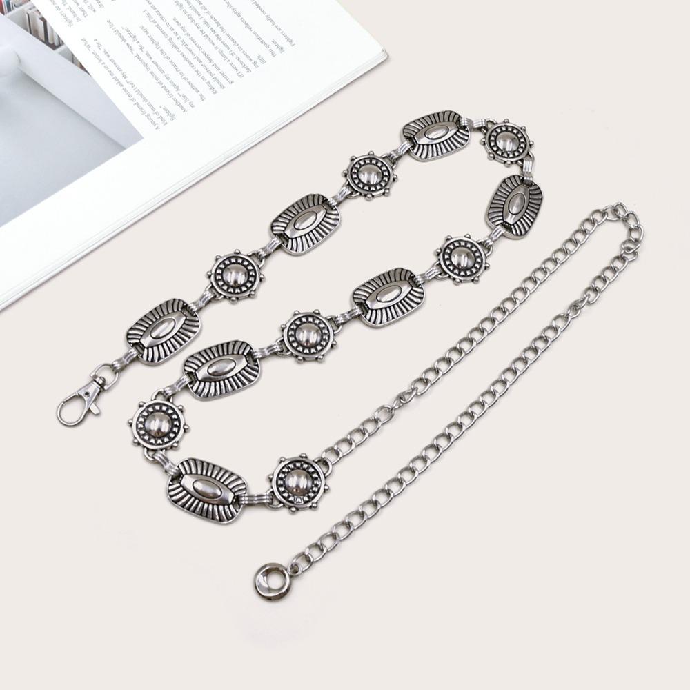 Ретро Звезда Пояс Цинковый Сплав Цинка Y2K Серебристая Поясная Цепочка Регулируемый Винтажный Золотой Цепочный Пояс Женский