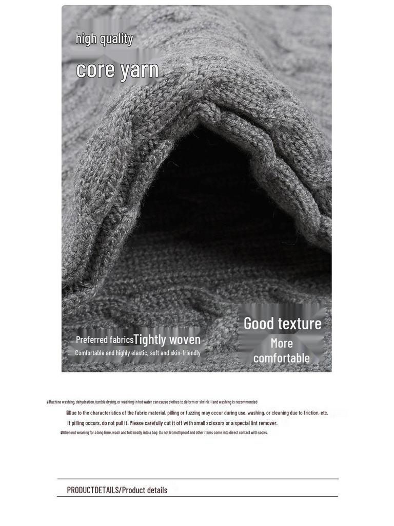 Autumn-Winter Merard Cable Knit Button Leg Warmers - Scrunched Mid-Calf, Thick, Warm, Japanese Retro Style.