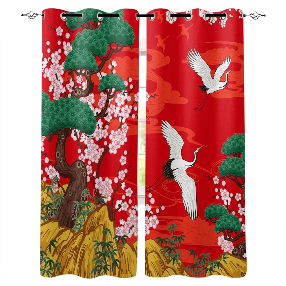 Холодный красный благоприятный облако черный фон печатные оконные шторы гостиная спальня шторы полиэстер ткань домашний декор2 шт