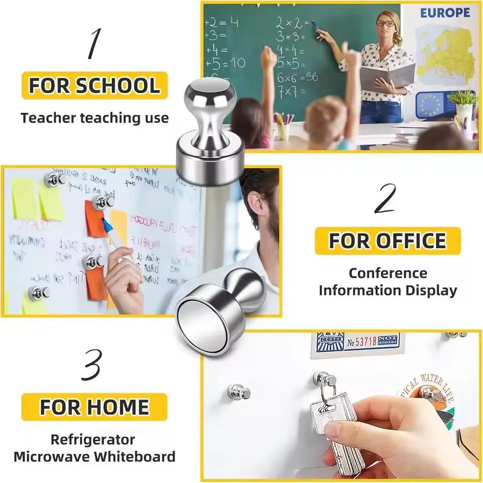 1/50X Металлический магнитный крючок-кнопка Сильный неодимовый магнитный канцелярский гвоздик Мощные магниты-кнопки для белой доски, холодильника, офиса, школы