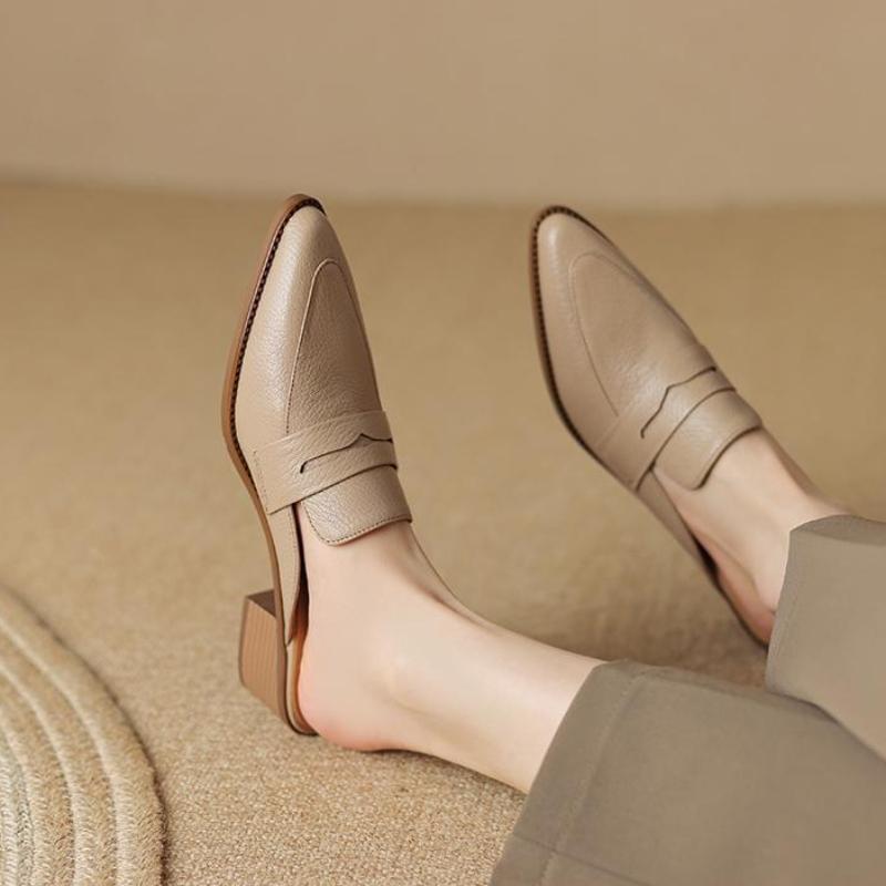 Женские тапочки и сандалии, туфли-мюли, остроносые шлепанцы, абрикосовые, снаружи, с премиальным маленьким размером, стильный VIP-размер Eva