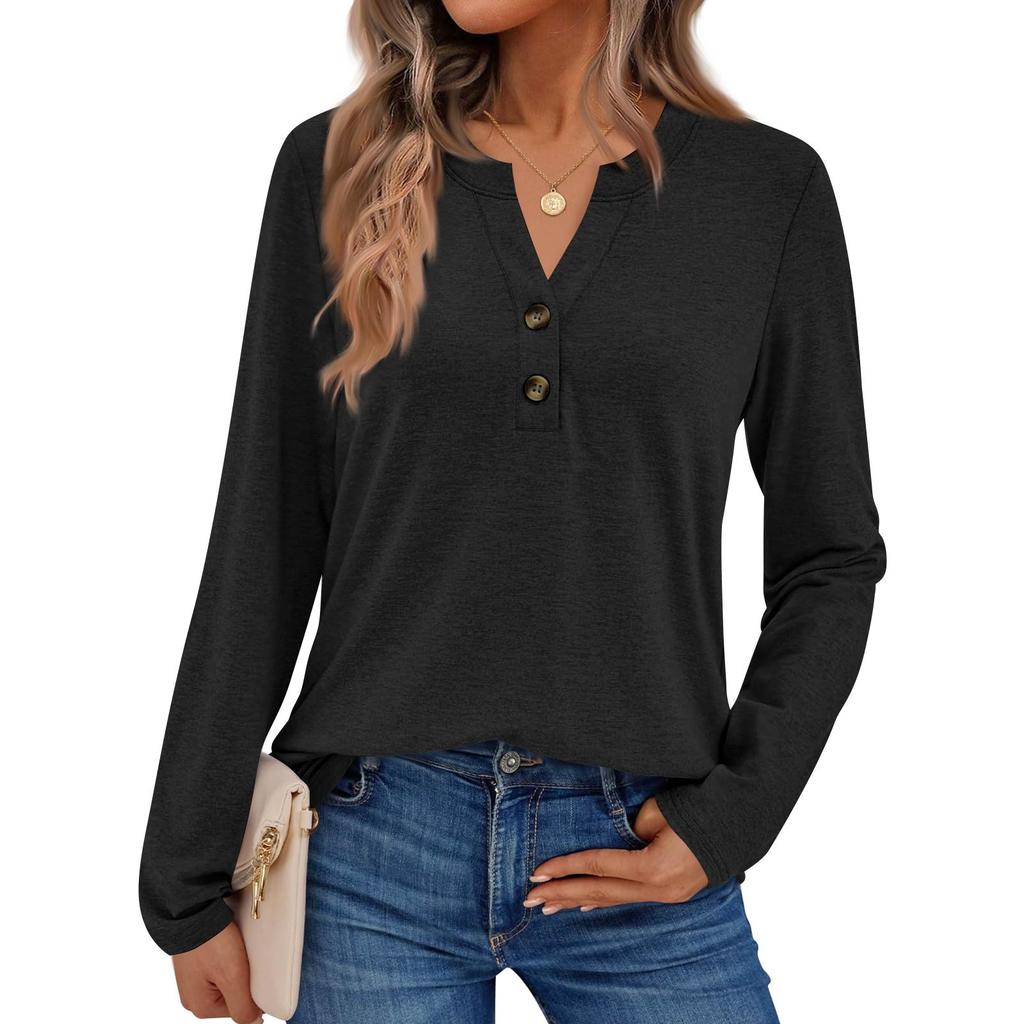 Women's Solid Color Long Sleeve Shirts Elegant Casual Tops Trendy Shirts Tops