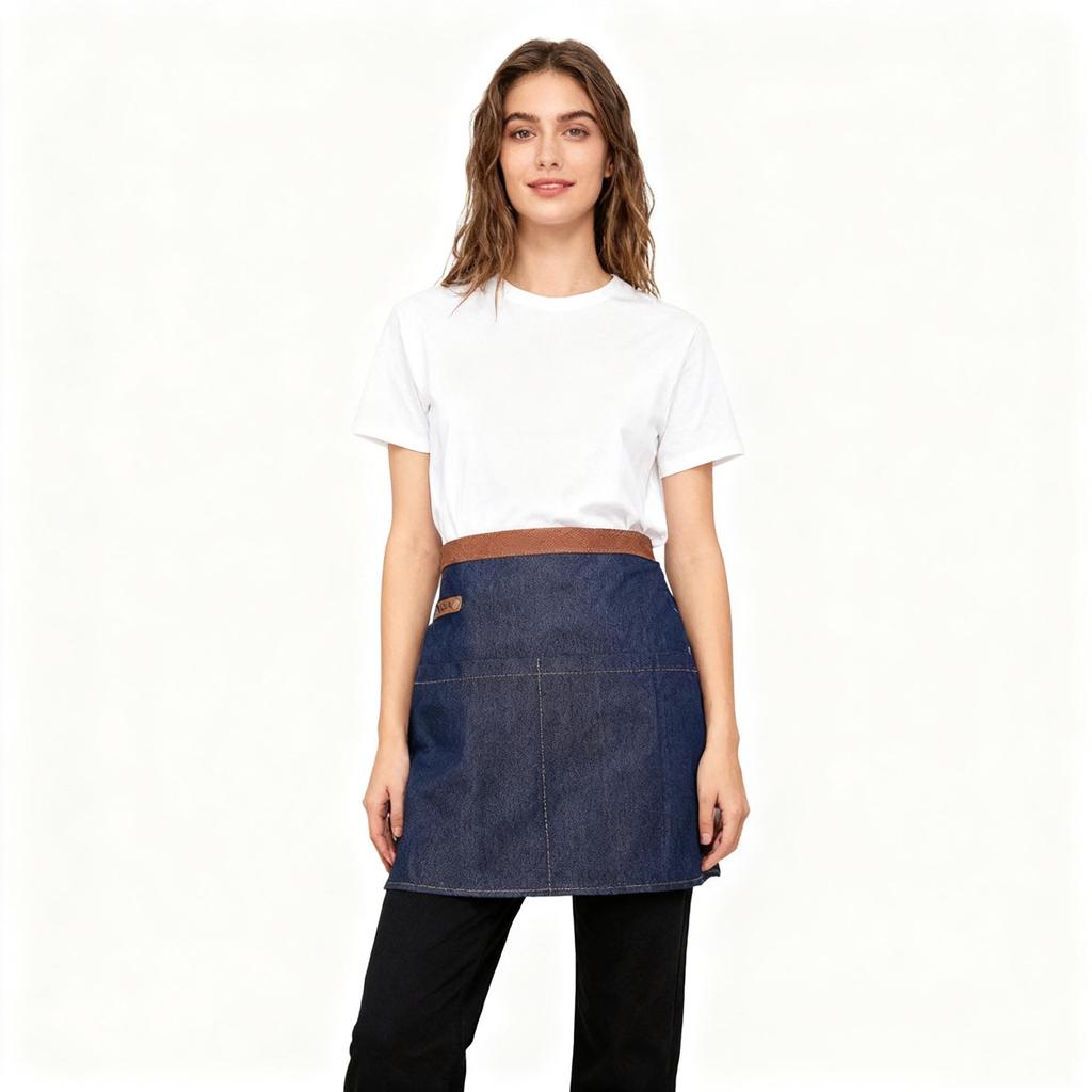Custom Logo Denim Apron for Restaurants, Cafes, & Milk Tea Shops