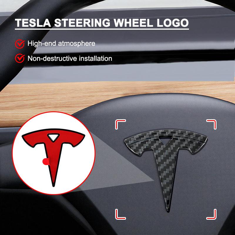 1Pcs Car Steering Wheel Sticker Emblem Logo Decal Badge For Tesla Model S Model X Model Y Cybertruck Model 3 Model Y