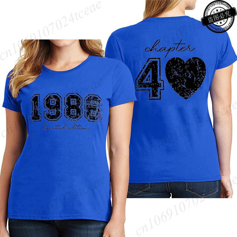 Short Sleeve T-Shirts for Women 40th Birthday Regular Sportswear Vintage 1986 40 Bday Women's Stretch Polyester Casual Creative