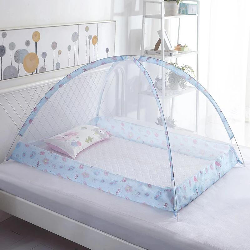 Kids Folding Mosquito Net for Bed Crib Tent Freestand Bed Safety Crib Full Cover Net Mosquitoes Net with See-Through Mesh