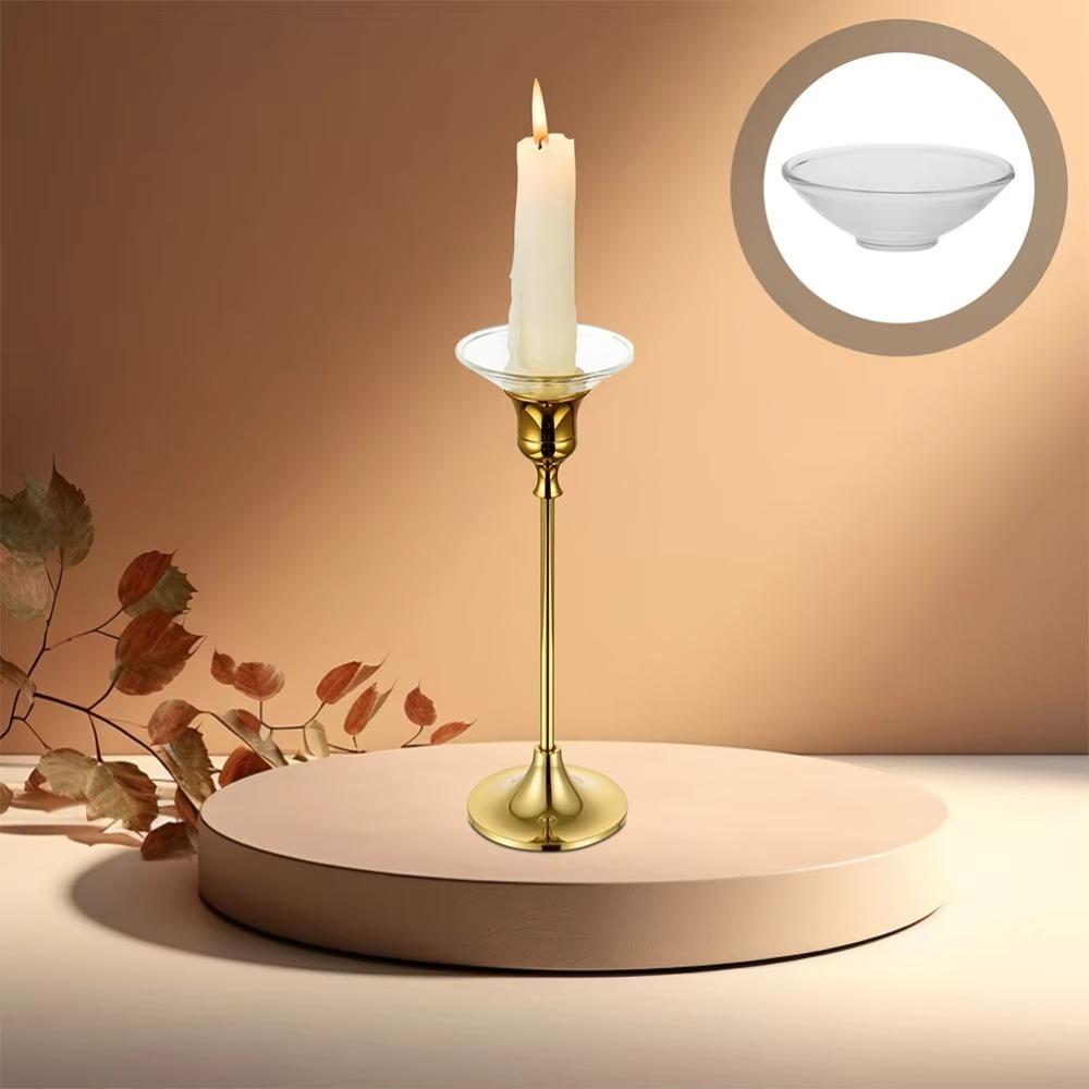 3 Piece Reusable Glass Wax Catcher Tray Transparent Candle Drip Protector Candle Drip Tray Hotel