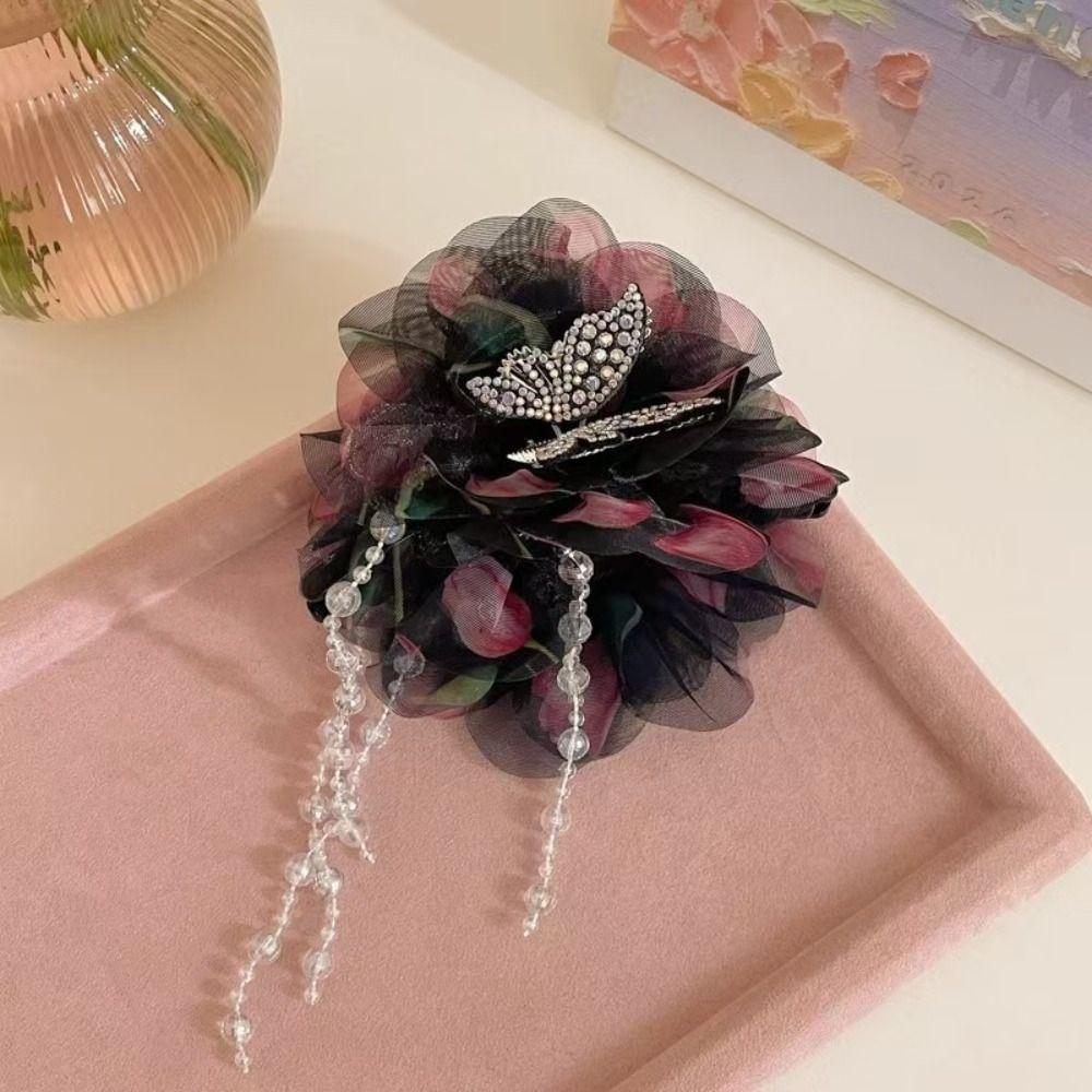 Flower Grasping Clip Tassel Hair Claw Elegant Butterfly Hairgrips Women