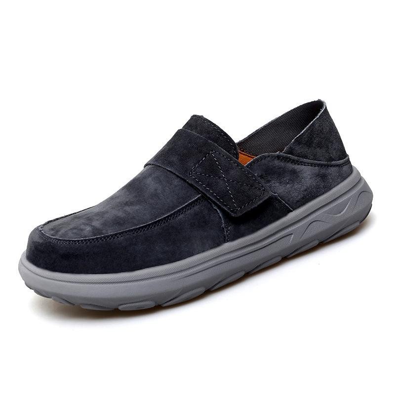 2024 New Large Size Men's Shoes Leather Dude Loafers Trendy Casual Shoes Men's Velcro Lazy Shoes
