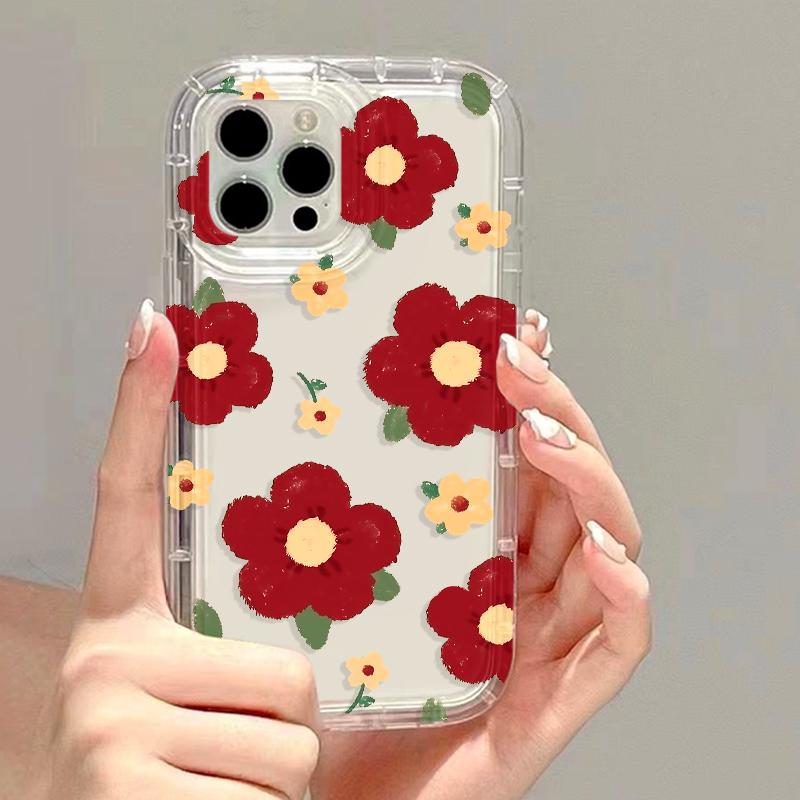 Oil Painting Flower Phone Case For iPhone 15 Pro Case iPhone 13 11 12 16 14 Pro Max X XR XS 7 8 16 Plus SE Shockproof Soft Cover