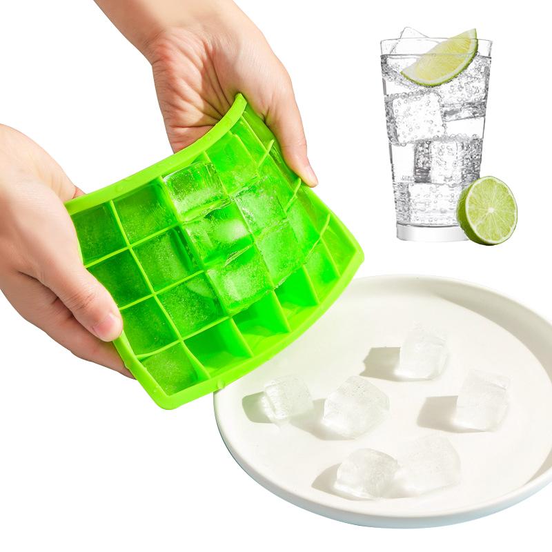 With Lid 24-hole Silicone Ice Tray Square Box Auxiliary Food Puree Cheese Jelly Mold Bar Kitchen Tool Cocktail Cube
