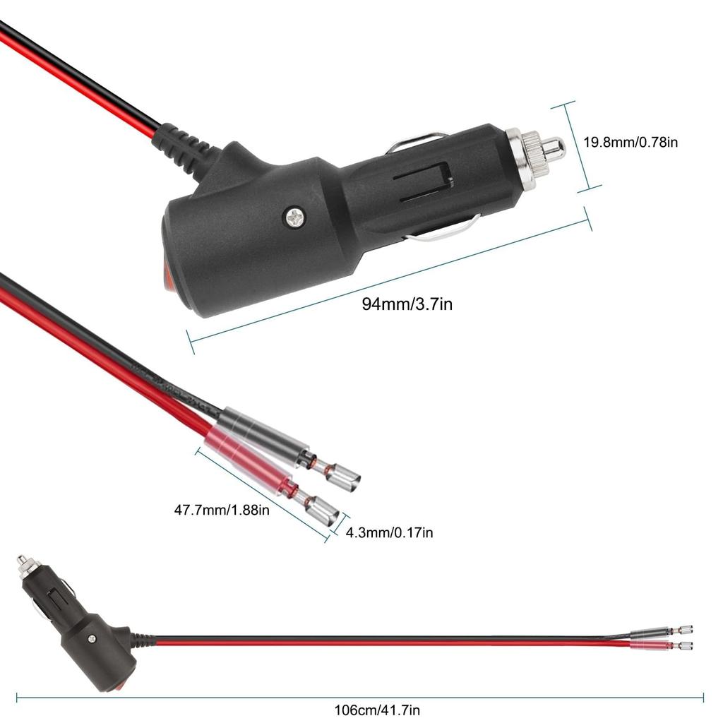 Leehitech 1 м / 24 В Автомобильный прикуриватель, вилка для сигары, для автомобилей, прикуриватель, 16 AWG