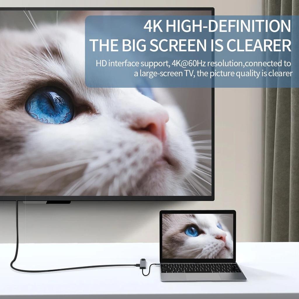 8-in-1 USB C Hub Multiport Adapter with HDMI 60Hz PD 100W Power Delivery 100 Mbps Ethernet for MacBook Pro XPS Chromebook