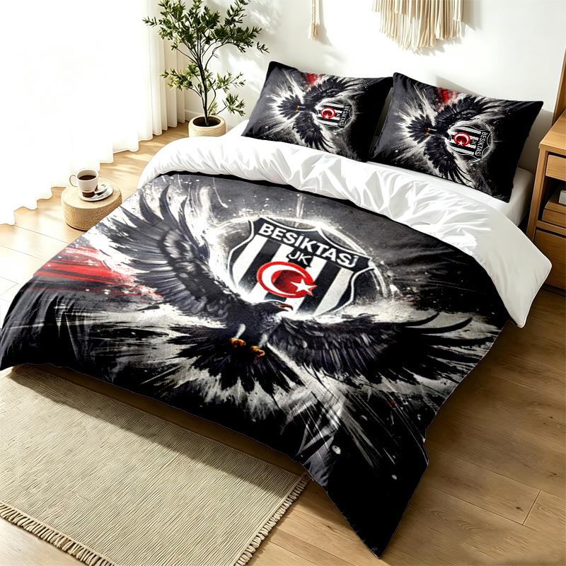 Besiktas JK 3pc Duvet Cover Set Simple Modern Bedding Set Wrinkle Resistant Soft Fabric All Season Use a perfect gift