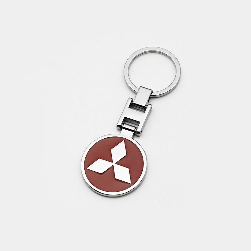 1Pc 3D Metal/Leather Car Logo Keychain For Mitsubishi Lancer Outlander Pajero ASX EX L200 Colt Auto Key Chain Key Ring Accessory