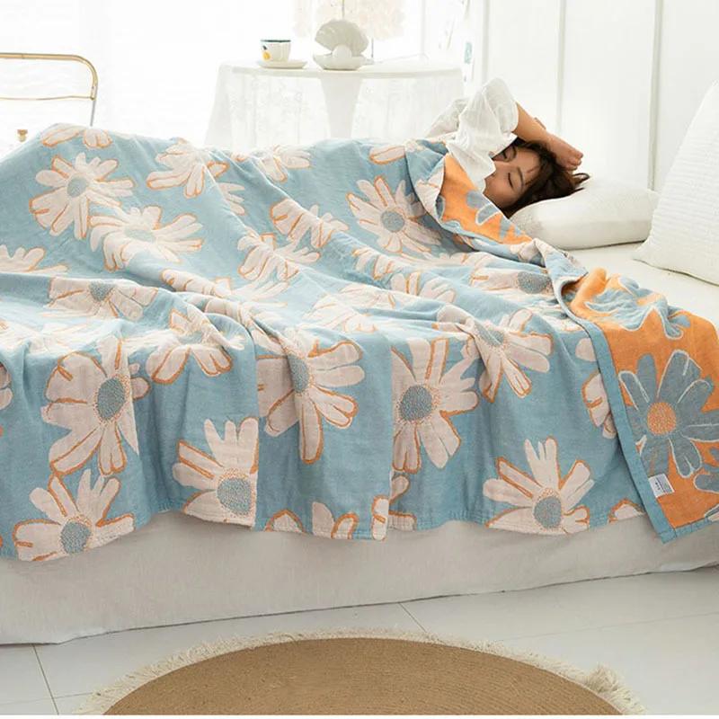 Новое двойное хлопковое одеяло для кроватей, марлевая простыня для дивана, одно крутое одеяло, мягкое дышащее удобное покрывало на кровать
