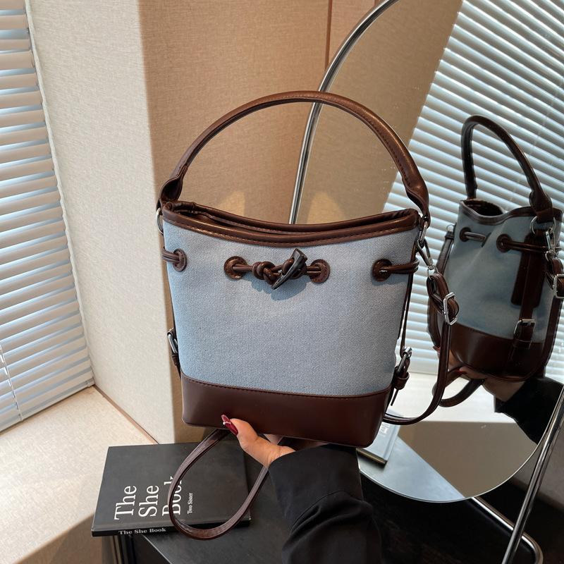 Premium Sense Simple Retro Bucket Bag Women's 2025 Summer New Messenger Bag Casual Foreign Style Portable Shoulder Bag