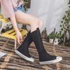 High Top Women 'S Canvas Shoes Knee High Boots Side Zipper Flats Vulcanized Shoes Lace -Up Comfortable Platform Sneakers Female